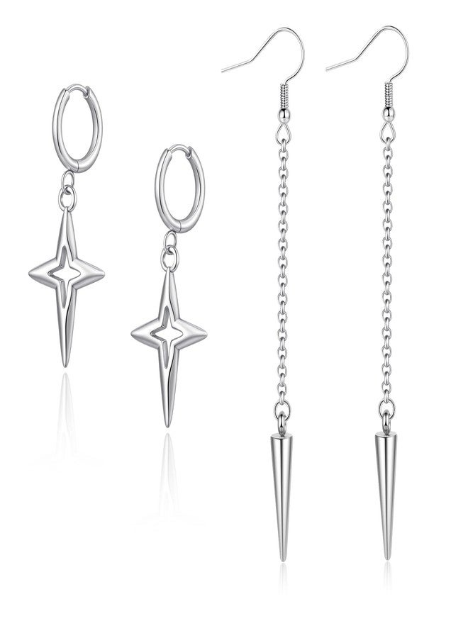 IDesign 2 Pairs Korean-Pop Earrings Spike Star Birthday Party Friendship BFF Gifts for Fans Decor Halloween Christmas Outfits - Image 5