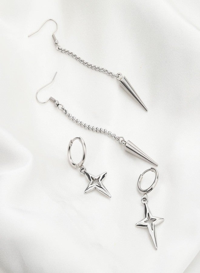 IDesign 2 Pairs Korean-Pop Earrings Spike Star Birthday Party Friendship BFF Gifts for Fans Decor Halloween Christmas Outfits - Image 3