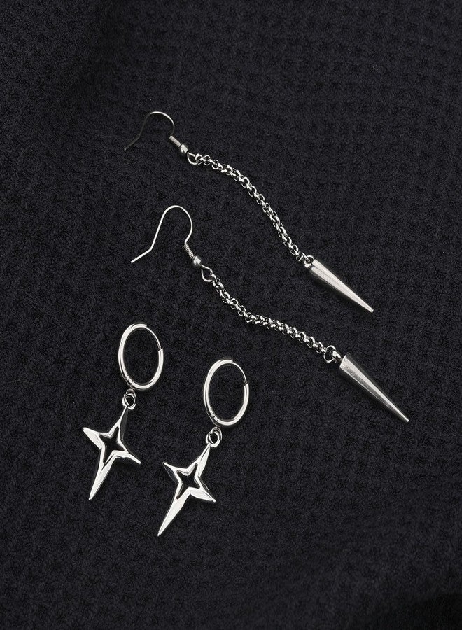 IDesign 2 Pairs Korean-Pop Earrings Spike Star Birthday Party Friendship BFF Gifts for Fans Decor Halloween Christmas Outfits - Image 2