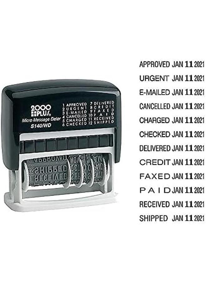 COSCO - 2000 Plus 12 In 1 Self Inking Date And Message Stamp For Business And Office Black Ink 011090 - Image 1