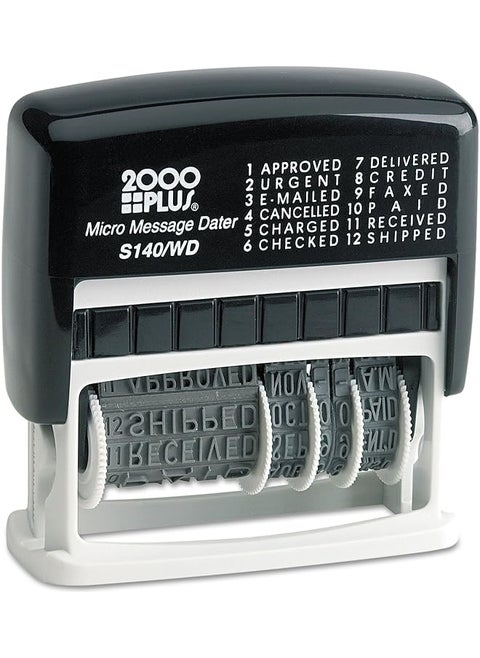 2000 Plus 12 In 1 Self Inking Date And Message Stamp For Business And Office Black Ink 011090