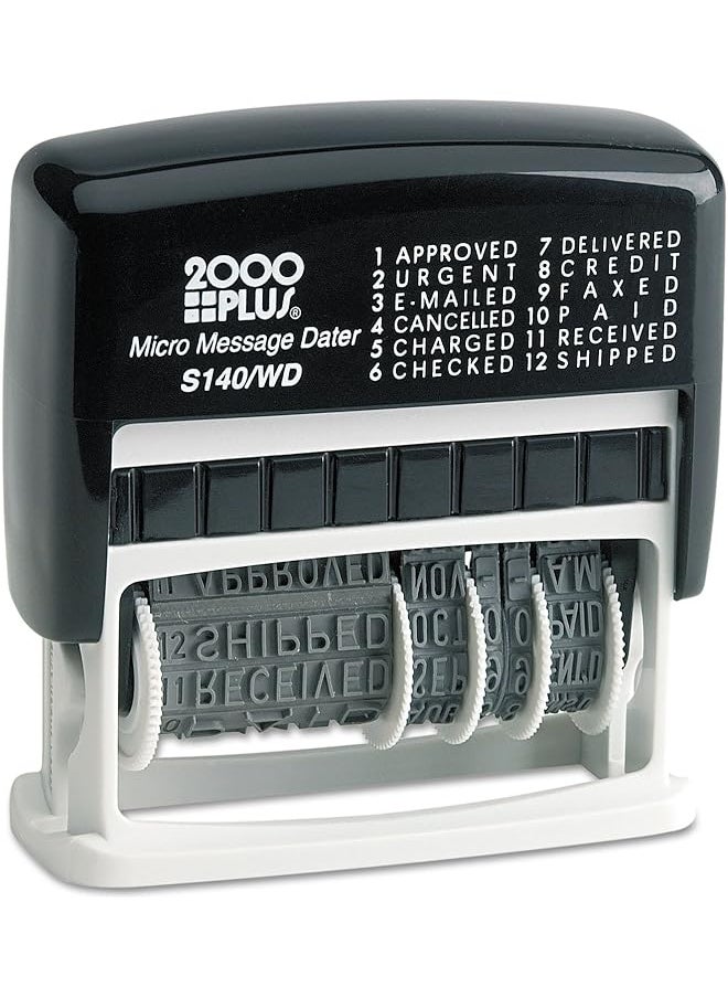 COSCO - 2000 Plus 12 In 1 Self Inking Date And Message Stamp For Business And Office Black Ink 011090 - Image 1