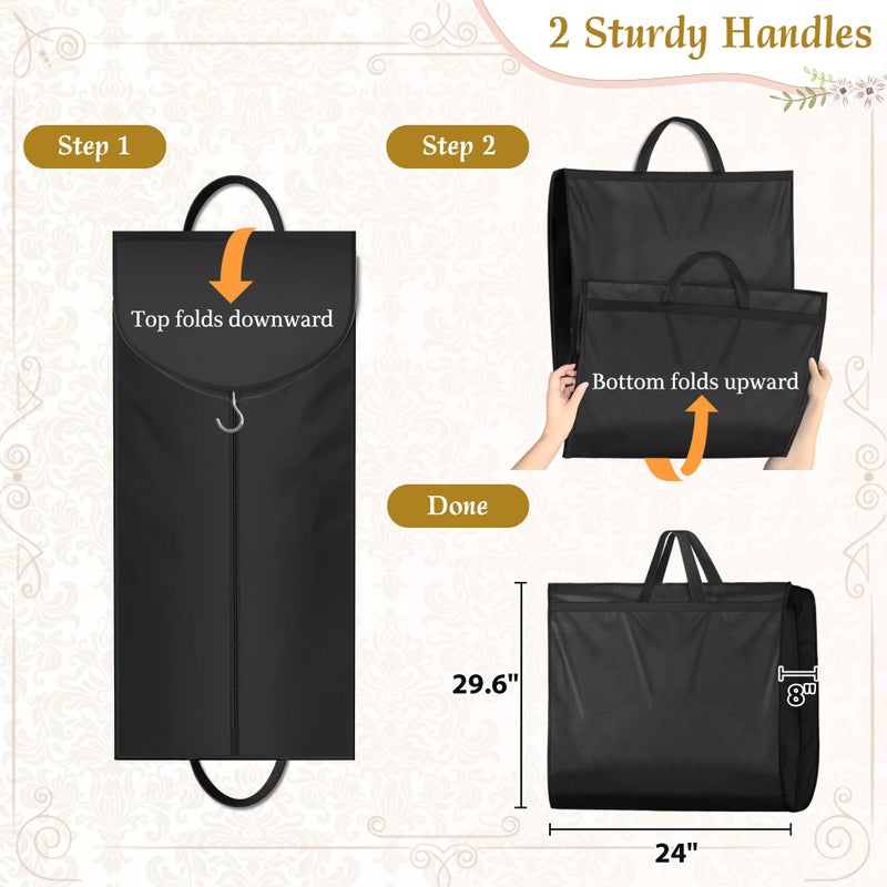 KEETDY 72" Wedding Dress Garment Bag for Travel with 4" Gusseted Long Hanging Dress Bags for Gowns for Women Garment Cover Clothes Storage for Closet, Black - Image 5