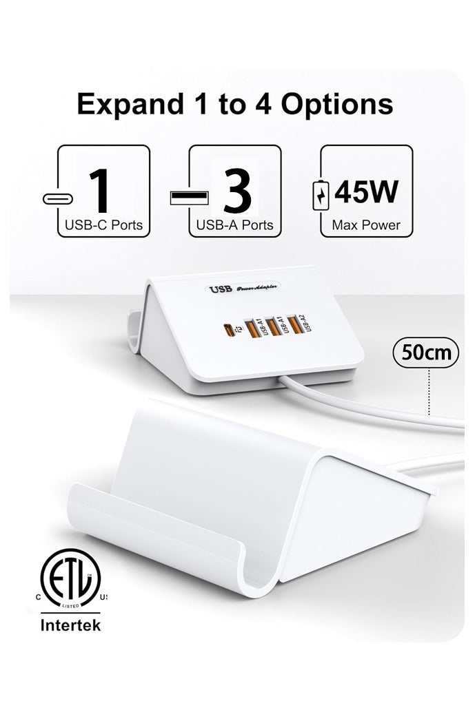 حَدُوي 4 في 1 محور USB C متعدد المنافذ من نوع C إلى محول HDMI، شاحن USB C مع حامل، قارئ بطاقات SD TF، لـ Android / MacBook Pro Air / iPad Pro / iPhone / Samsung Galaxy S24 Ultra - Image 3