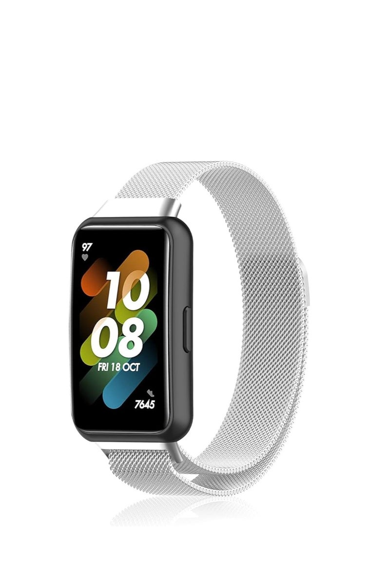 Strap for Huawei Band 7/ Honor Band 7, Metal Woven Stainless Steel Magnetic Replacement Strap, Classic Adjustable Watch Strap Compatible with Huawei Watch Band 7 Bracelets