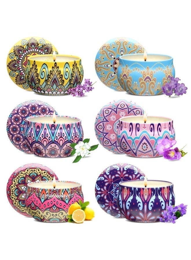 نسيم وتموجات مجموعة هدايا الشموع المعطرة، 6 عبوات من الشموع العطرية، هدايا تخفيف التوتر للنساء، حرق 120 ساعة، شموع معطرة للمنزل، مثالية لأعياد الميلاد والكريسماس وعيد الشكر وعيد الأم - Image 1