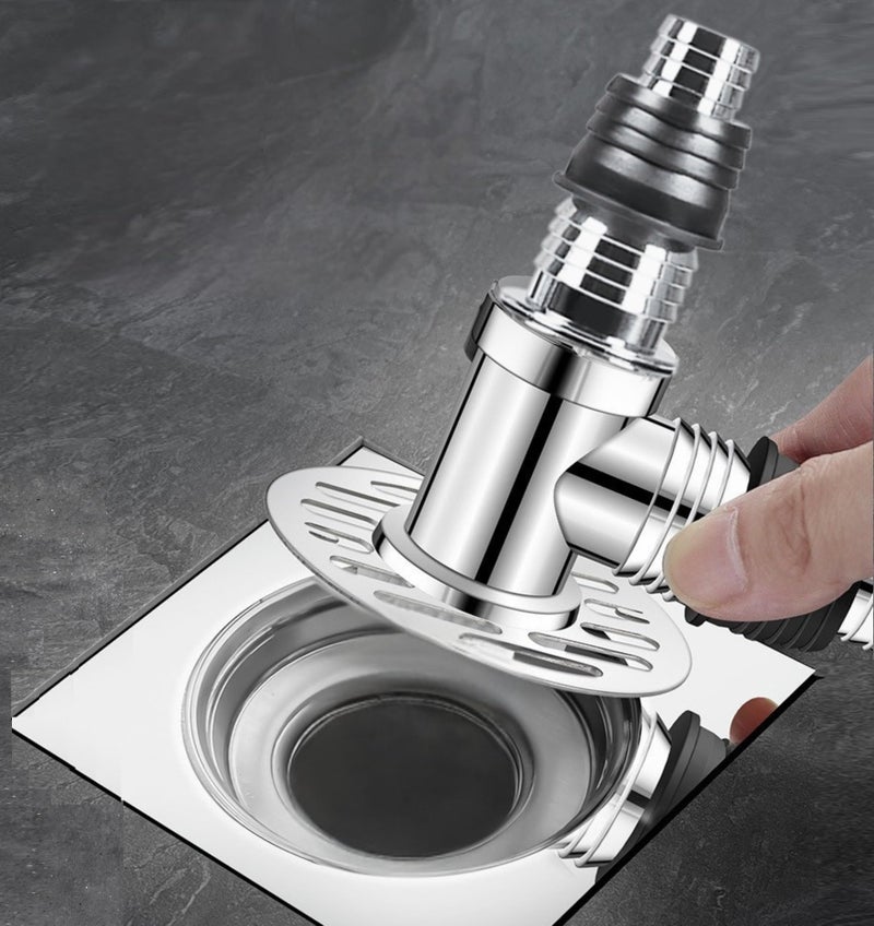 Dayish Anti Overflow Backflow Preventer Water Floor Drain with Easy Connector for Washing Machine Outlet Pipe, Deodorant Joint Elbow for Pipe - Silver (T-Model Elbow, Outer Ring),10 cm - Image 3