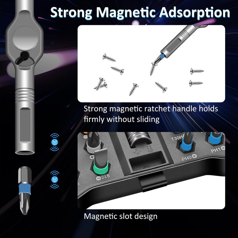 JENABOM 42 in 1 Magnetic Screwdriver Set, DIY Ratchet Screwdriver Set, Multi Bit Magnetic Drive Set with Detachable Ratchet Handle, Portable Compact Repair Tool Kit - Image 5