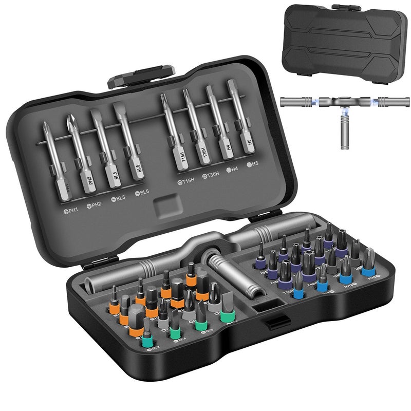 JENABOM 42 in 1 Magnetic Screwdriver Set, DIY Ratchet Screwdriver Set, Multi Bit Magnetic Drive Set with Detachable Ratchet Handle, Portable Compact Repair Tool Kit - Image 1