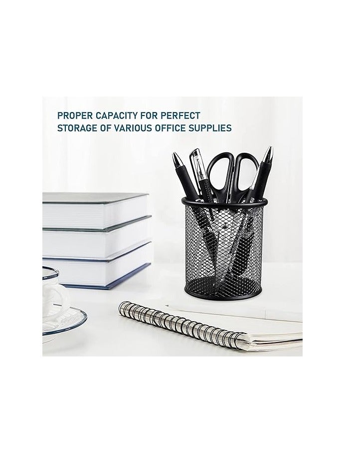 Generic Metal Pencil Holder for Desk Mesh Pen Cup Black Pen Organizer Office  - Image 3
