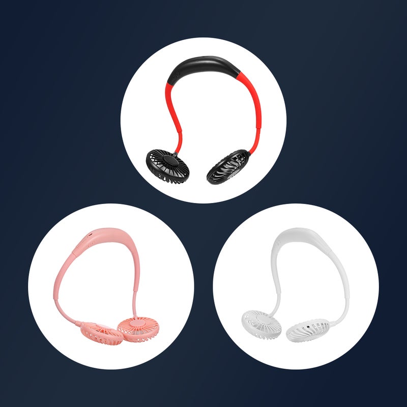 إسكدنيا مروحة رياضية برقبة صغيرة محمولة قابلة للشحن وقابلة لل بدون استخدام اليدين مزودة بمنفذ USB وردي - Image 5