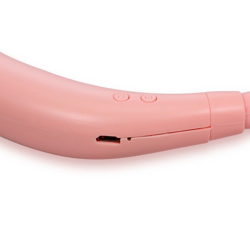 إسكدنيا مروحة رياضية برقبة صغيرة محمولة قابلة للشحن وقابلة لل بدون استخدام اليدين مزودة بمنفذ USB وردي - Image 3