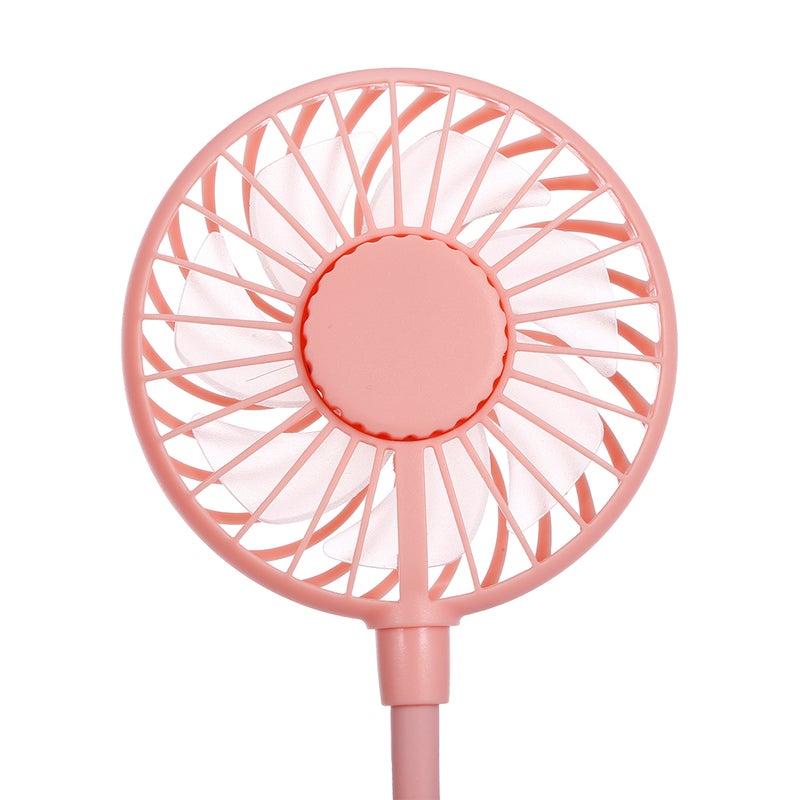 إسكدنيا مروحة رياضية برقبة صغيرة محمولة قابلة للشحن وقابلة لل بدون استخدام اليدين مزودة بمنفذ USB وردي - Image 4