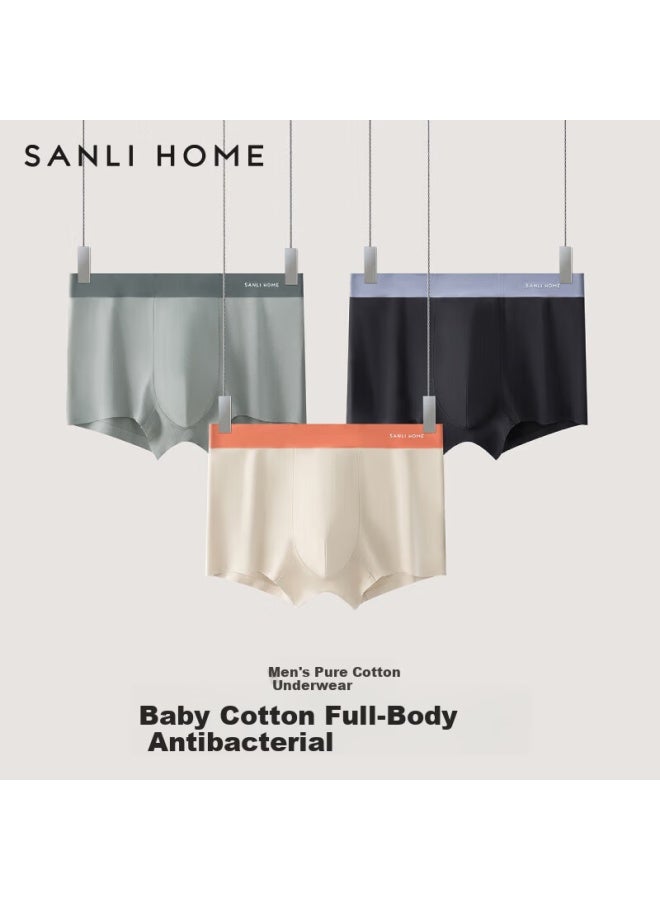 Sanli Men's Pure Cotton 7a Antibacterial Plus Size Breathable Boxer Briefs - Night Black + Mist Gray + Graphite Gray - Image 1