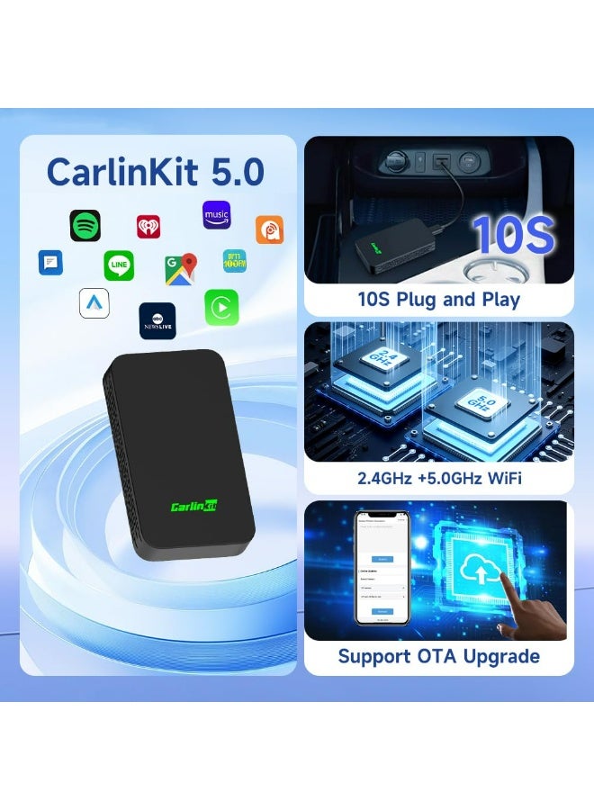 CarlinKit 5.0 Wireless CarPlay/Android Auto Adapter USB for Factory Wired Cars (Model Year: 2015 to 2026), Convert Wired Apple CarPlay & Android Auto to Wireless Dongle, Fit in-Dash Navigation - Image 3