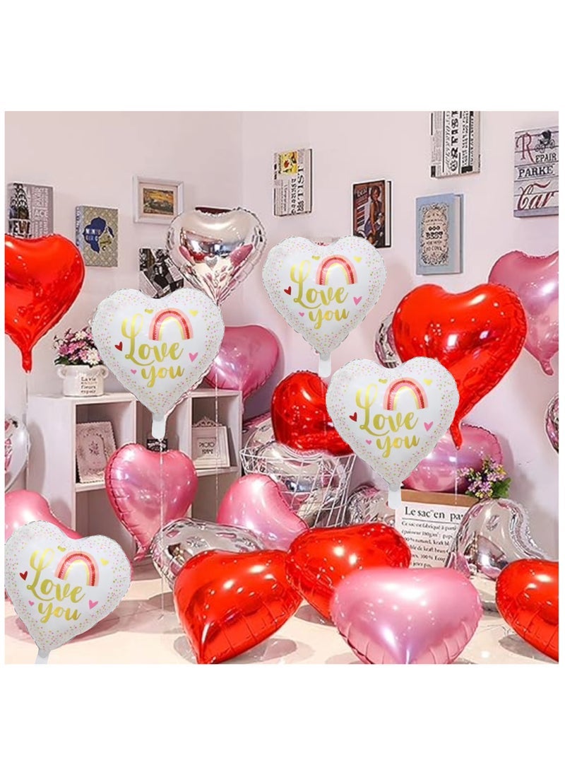 Boxwoods 18 PCS Of Heart Shape Foil Balloons For Valentines Day And Anniversary Party Decoration - Image 1