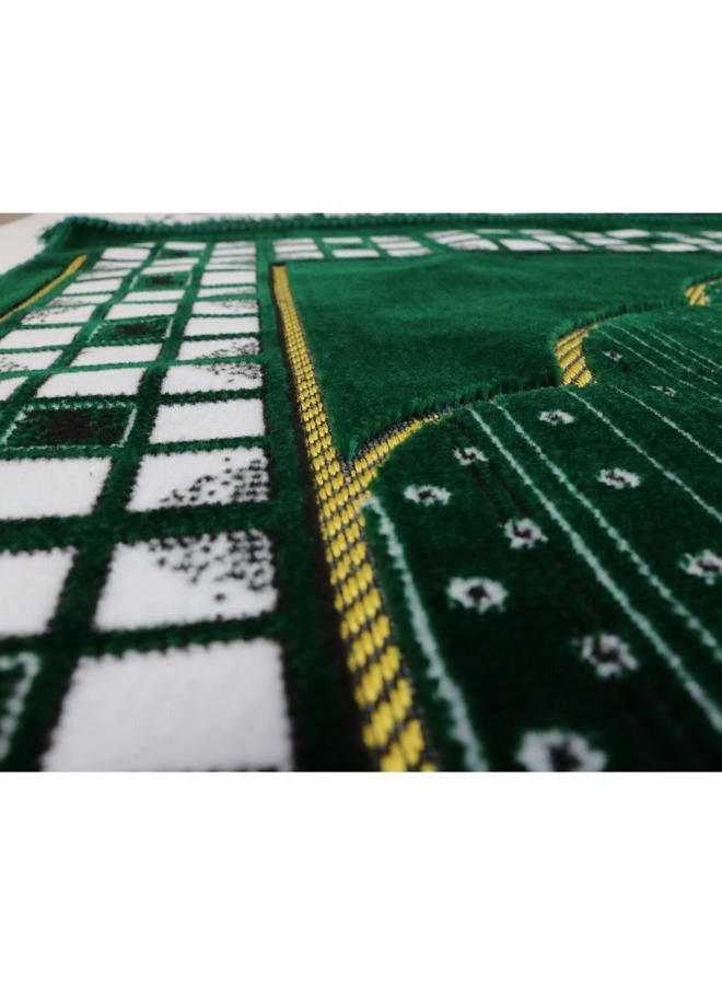 Modefa Turkish Prayer Rug Plush Velvet Janamaz Sajjadah Namaz Seccade Prayer Mat Carpet Free Car Hanger Vined Arch (Green) - Image 5