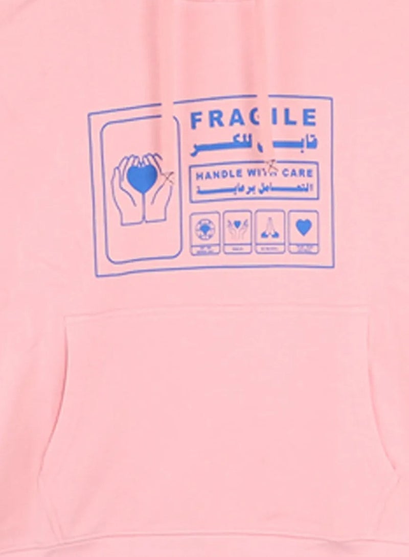 SHABABUNA x HNAK Fragile Printed Hoodie by the local brand Shababuna X Hnak from collection Mood - Fluffy hoodie will keep you toasty warm & cozy. High quality 100% Cotton - unisex hoodie - Image 3