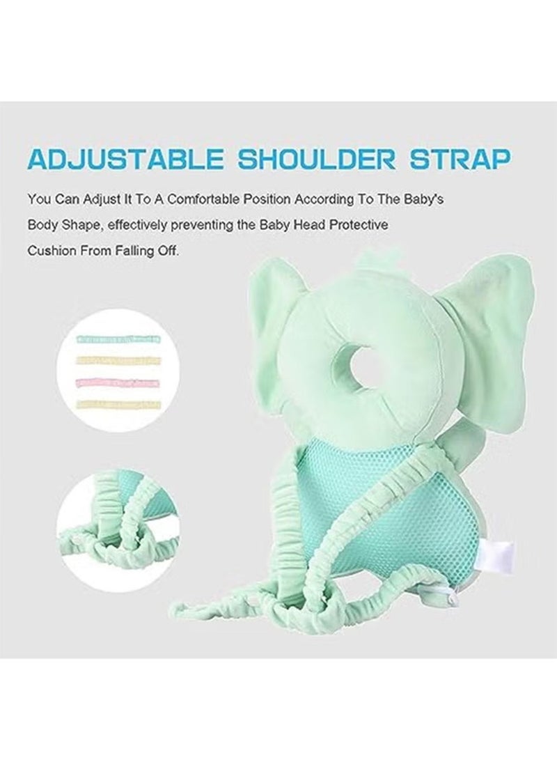Jamal Baby Head Protector, PP Cotton Filling Baby Head Protector Backpack, Adjustable Baby Head Protection Safety Pad Backpack Wear for Crawling (Elephant) - Image 2