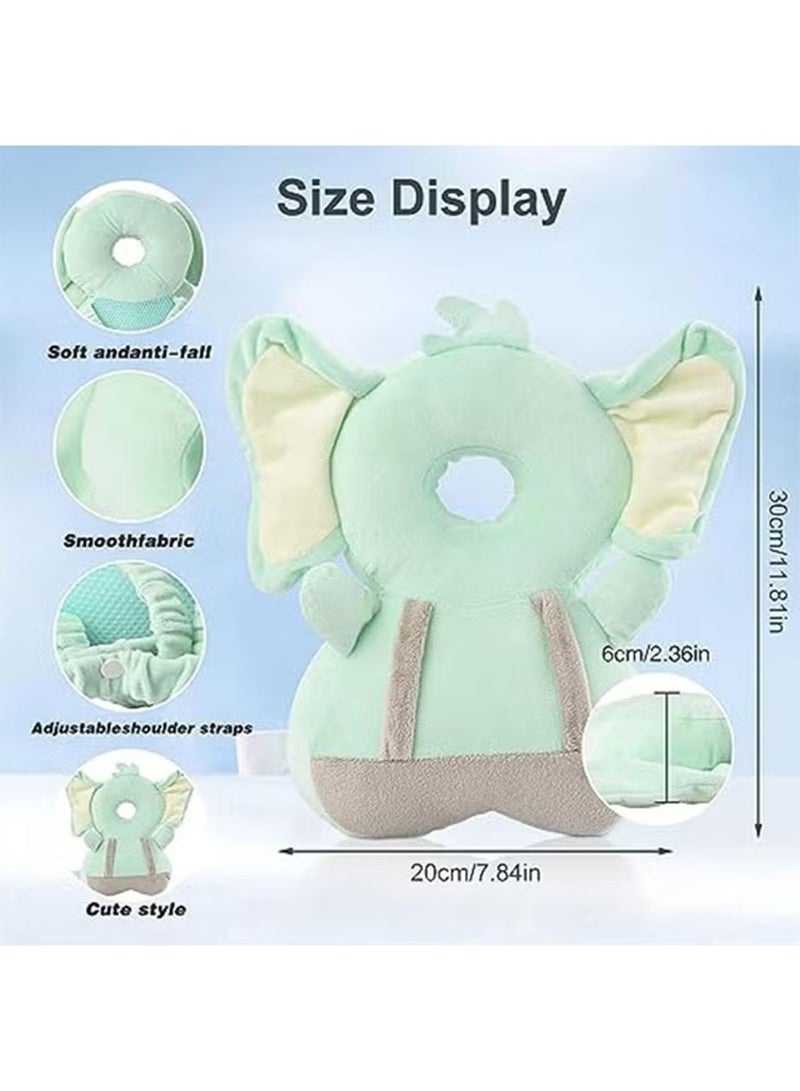Jamal Baby Head Protector, PP Cotton Filling Baby Head Protector Backpack, Adjustable Baby Head Protection Safety Pad Backpack Wear for Crawling (Elephant) - Image 3