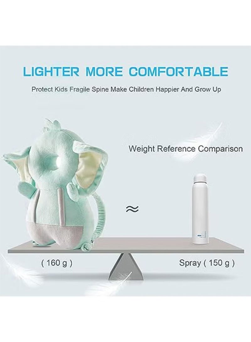 Jamal Baby Head Protector, PP Cotton Filling Baby Head Protector Backpack, Adjustable Baby Head Protection Safety Pad Backpack Wear for Crawling (Elephant) - Image 5