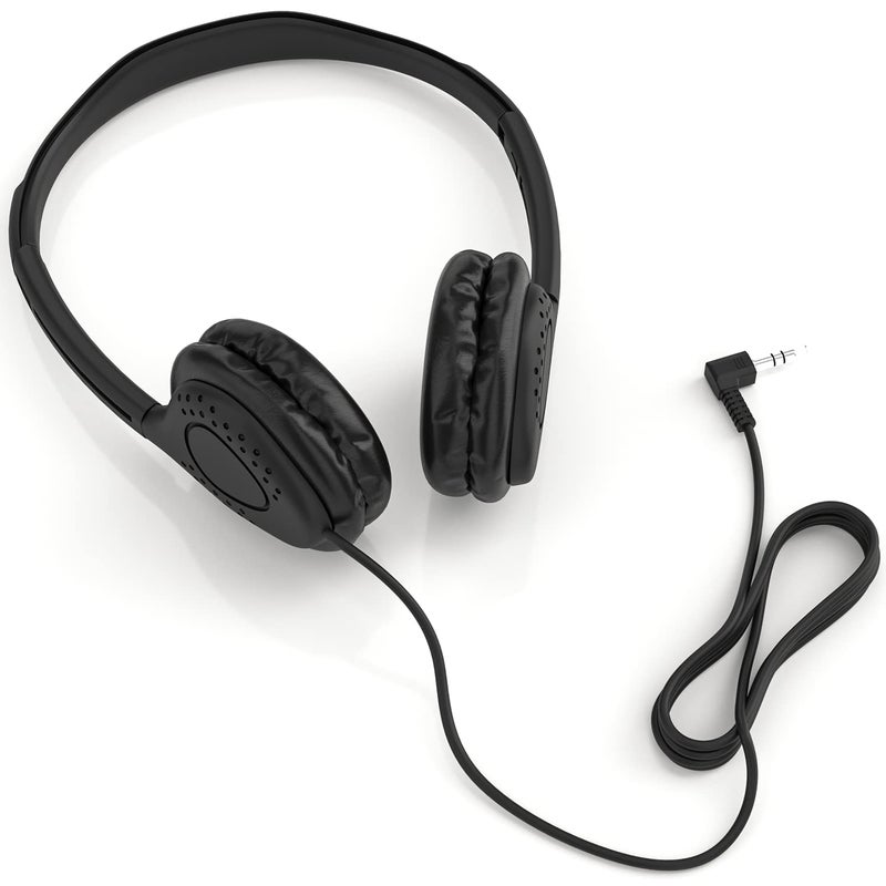 Maeline Bulk Classroom Student Headphones On Ear Stereo Headphones Adjustable Band & Faux Leather Cushions for Kids Online Learning, Library, School, Travel - 3.5mm Plug - 10 Pack - Black - Image 2