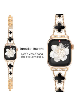 Compatible for Apple Watch Band Series 8 Series 7 41mm 40mm SE Series 6 5 4 3 38mm, Sparkling Bling Diamonds Clover Leaf Bracelet for iWatch Band Womens, Rosegold/Black - pzsku/Z87B74588DF1EDABCE63BZ/45/_/1691248669/d6c65341-703c-452a-8106-ccda8d8e151c