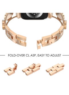 NewWays Compatible for Apple Watch Band Series 8 Series 7 41mm 40mm SE Series 6 5 4 3 38mm, Sparkling Bling Diamonds Clover Leaf Bracelet for iWatch Band Womens, Rosegold/Black  - Image 3