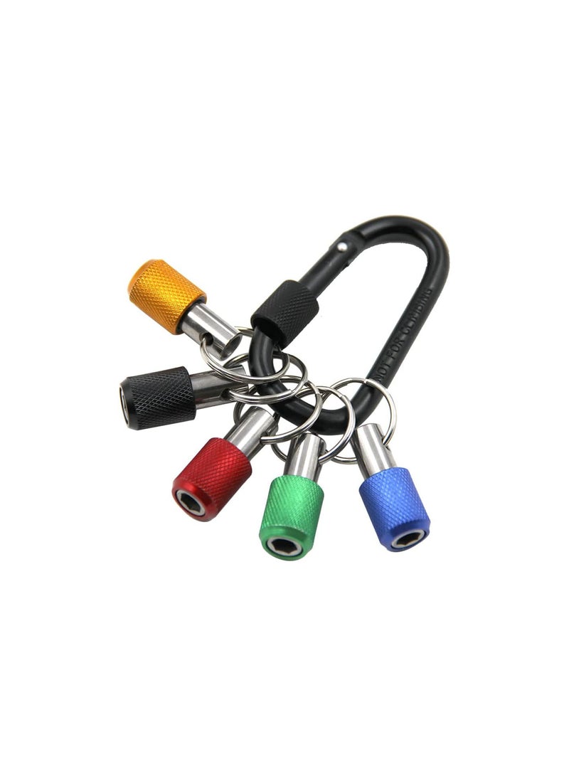 GGOOT 5Pcs Hex Shank Screwdriver Bits Holder Keychain, 1/4 Inch Drill Bit Holder Keychain Set, Screw Socket Adapter Fast Change Bit Holder - Image 1