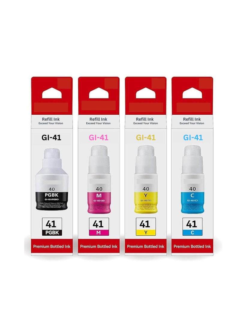 Terabyte GI- 41 ink set 4-Pack (PigmentBlack Cyan Magenta Yellow) GI 41 Compatible for CANON PIXMA G1420/G2420/G2460/G3420/G3460  - Image 1