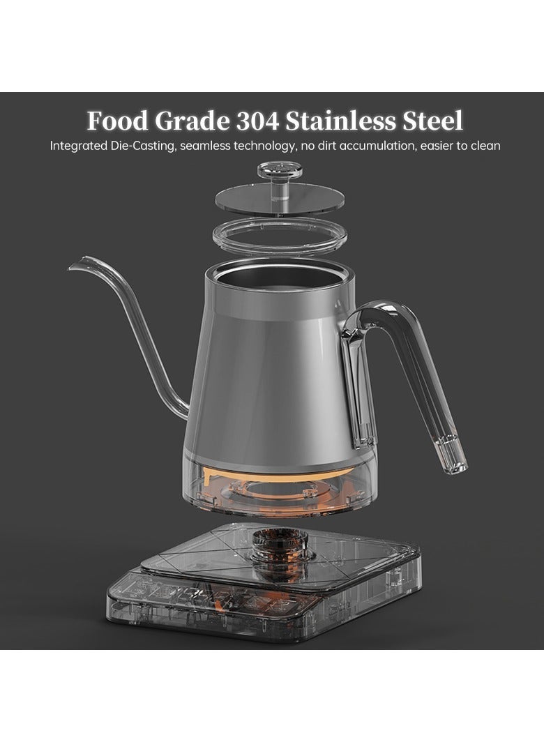 800ml Electric Gooseneck Coffee Kettle, 1350W Stainless Steel, Temperature Control & One-Touch Coffee Function, Quick Heat & 24h Keep Warm, Ideal for Home, Office & Café - Image 4