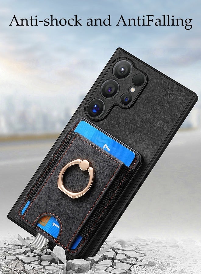 DUNISO Samsung Galaxy S24 Ultra Phone Case Full Body Protective Phone Cover Anti-fall Anti-fingerprint High Tenacity Leather Phone Case with Phone Holder Detachable Card Pocket and Wireless Charging - Image 2