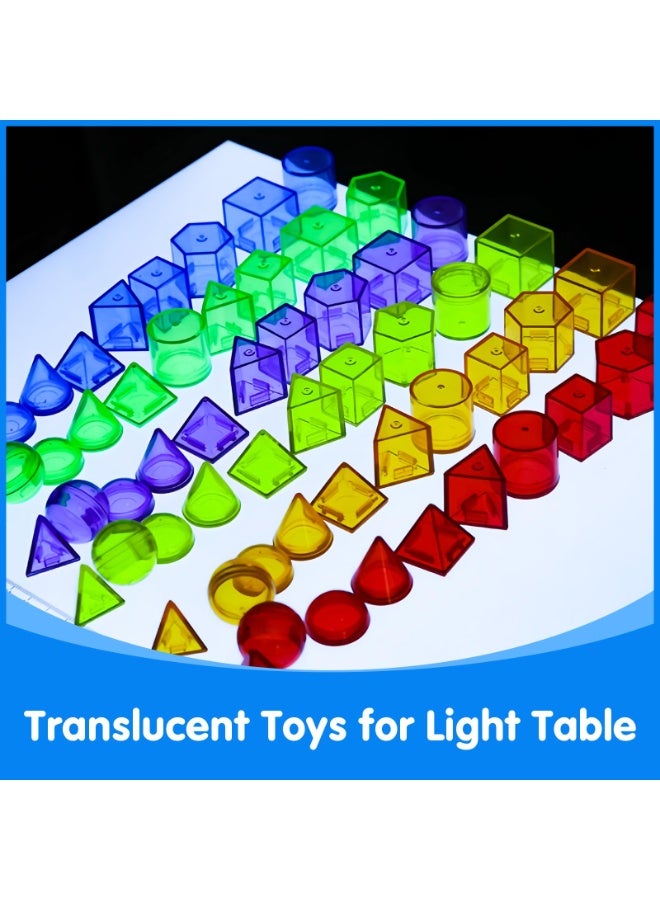 3D Transparent Geometric Building Blocks Set – 60PCS Montessori Puzzle Toy for Toddlers, Math Learning Shapes for Preschool & Classroom, Lightweight Plastic STEM Educational Toy  - Image 4
