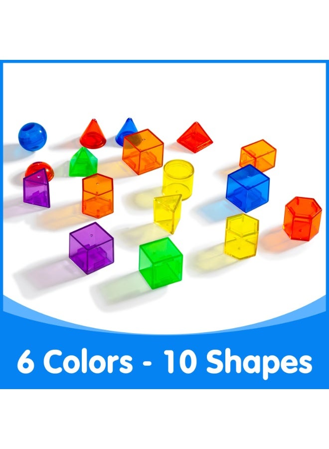 3D Transparent Geometric Building Blocks Set – 60PCS Montessori Puzzle Toy for Toddlers, Math Learning Shapes for Preschool & Classroom, Lightweight Plastic STEM Educational Toy  - Image 5