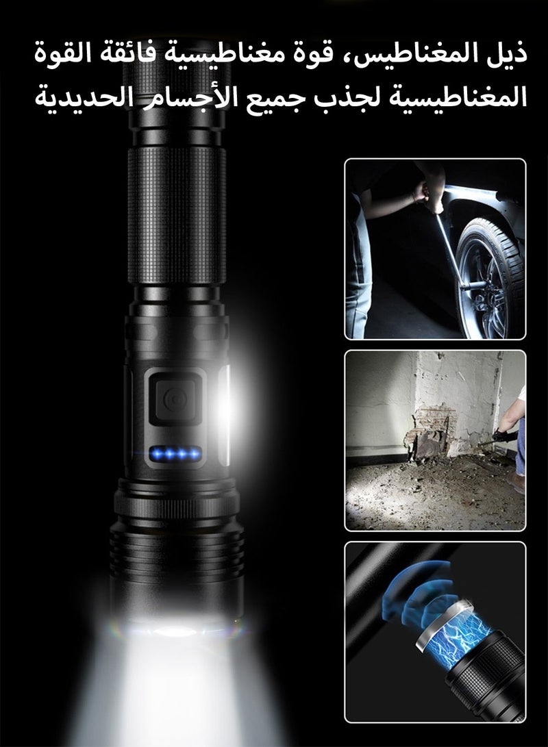 Arabest Super Bright 20000 High Lumens Led Flashlight Rechargeable 7 Modes Zoomable Torch With COB Side Light Type-C Fast Charging IPX67 Waterproof Power Display Flashlights  Tail with Super Strong Magnet for Emergencies Hiking Camping - Image 4