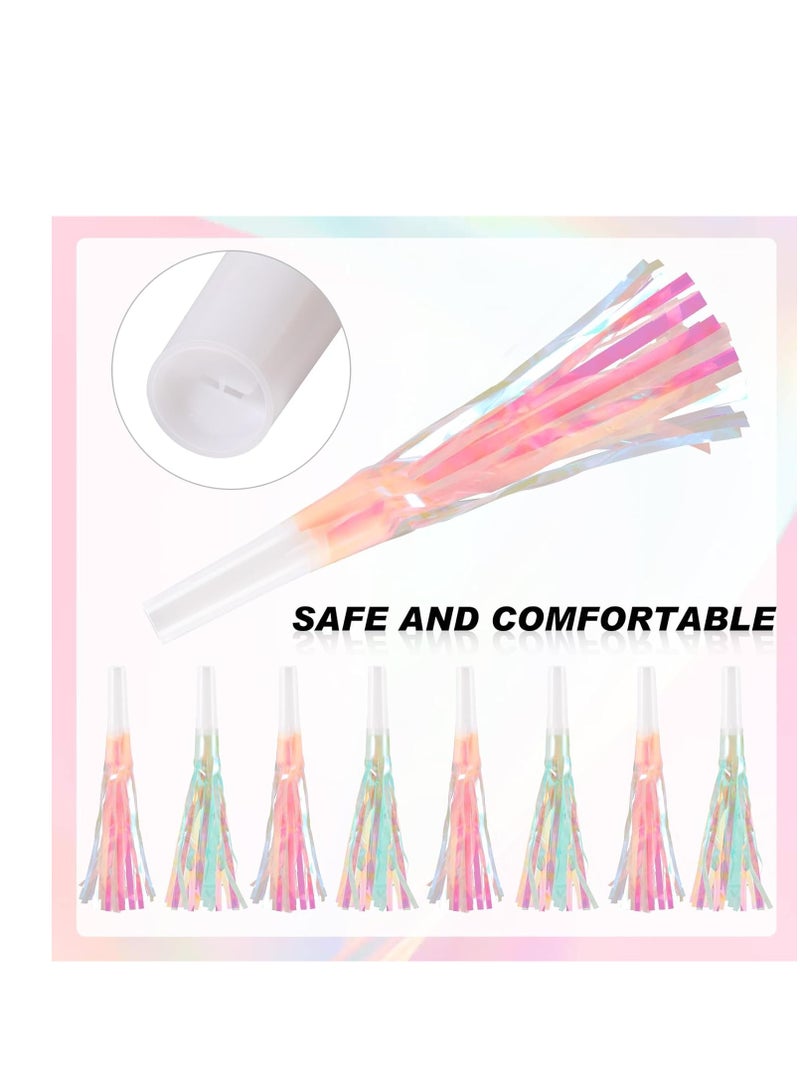 SYOSI Party Whistles, Noise Makers, 24Pcs Silver Glitter Metallic Fringed Noise Makers, Party Blower Paper Noisemakers Birthday Party Blowouts Whistles for Party Favors Supplies and Music Playing - Image 4