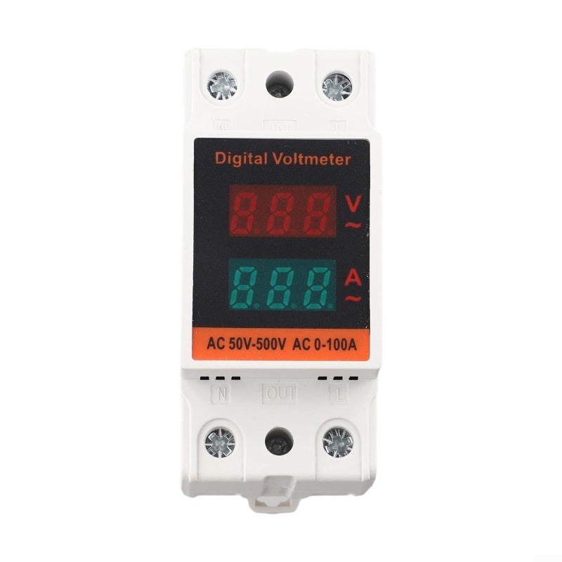 مقياس الجهد والتيار المزدوج AC 50-500V 0-100A مراقب الطاقة تركيب على قضيب DIN - Image 2