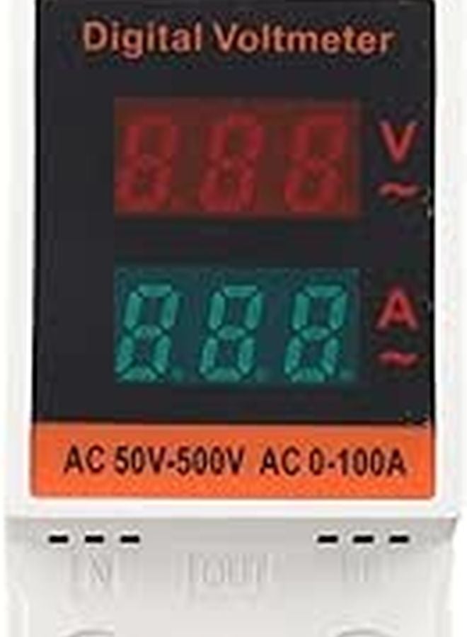 مقياس الجهد والتيار المزدوج AC 50-500V 0-100A مراقب الطاقة تركيب على قضيب DIN - Image 1