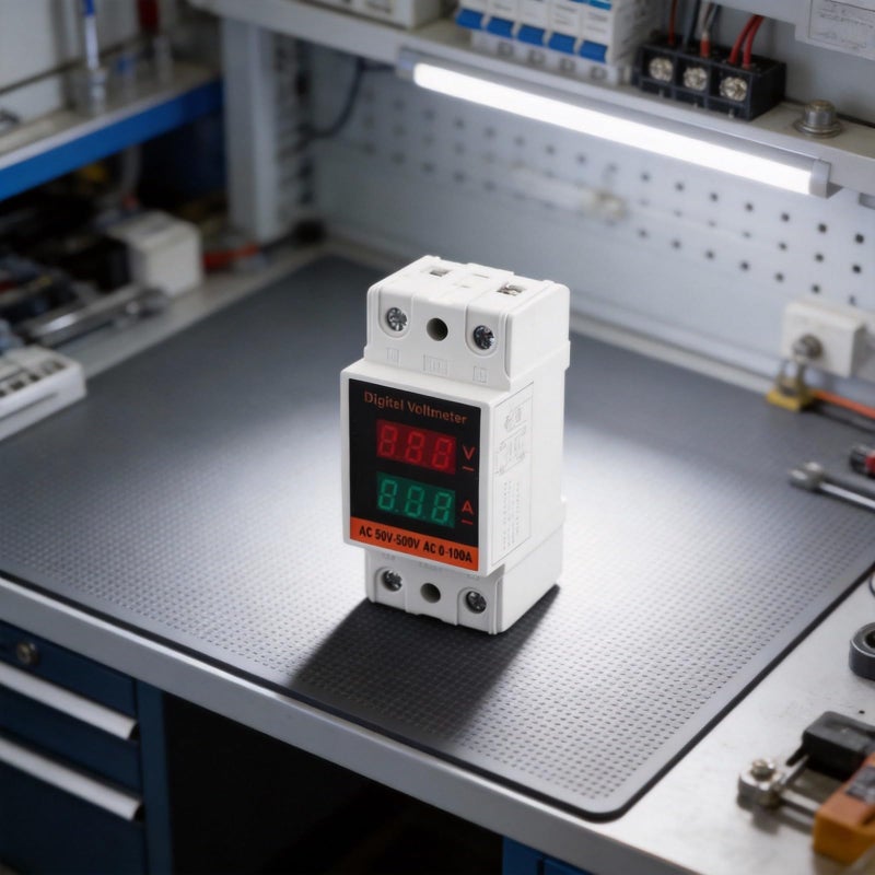 مقياس الجهد والتيار المزدوج AC 50-500V 0-100A مراقب الطاقة تركيب على قضيب DIN - Image 4