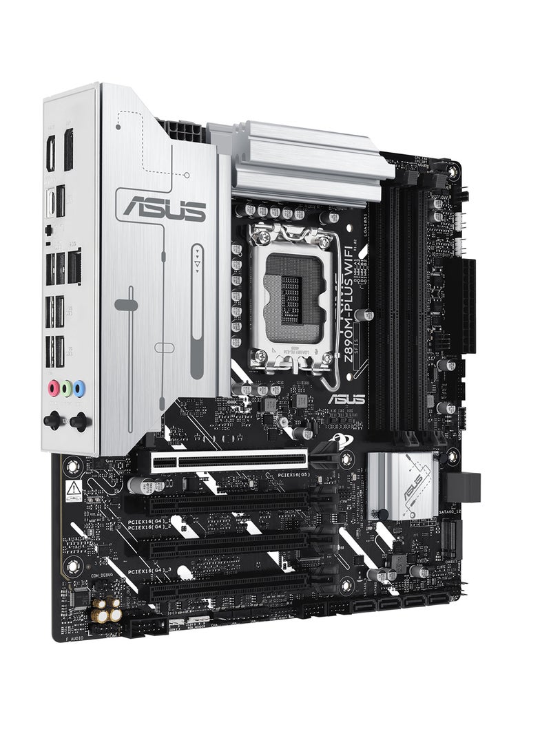 ASUS Prime Z890M-PLUS Wi-Fi mATX Motherboard, Intel Z890 Chipset, LGA1851 Socket, 4*DIMM DDR5 192GB Max Memory, 3*M.2, 1*PCIe 5.0*16, 1*2.5Gb Ethernet & Wi-Fi 7, Bluetooth v5.4, 1*HDMI, 1*DP, 1*USB 20Gbps port (USB Type-C), AI Solutions, AI PC-Ready | 90MB1J80-M0EAY0 Black - Image 2