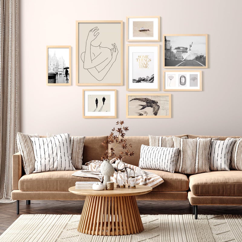 KINLINK 7x14 Collage Picture Frames Natural  Wood 3 Opening frames with Acrylic Plexiglass for Multiple Three 4x6 Photos with Mat or 7x14 without Mat  Tabletop and Wall Mounting Display  Set of 2 - Image 4