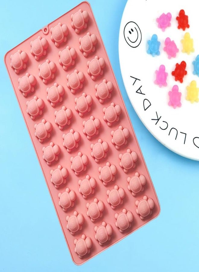 Apiocmy Gummy Candy Molds - 2 Pack 36-Cavity Sea Mini Turtle Chocolate Candy Molds Tortoise Ice Cube Sea Animal Jello Wax Resin Mold for DIY Baking Desserts Cake Decoration Pink - Image 3