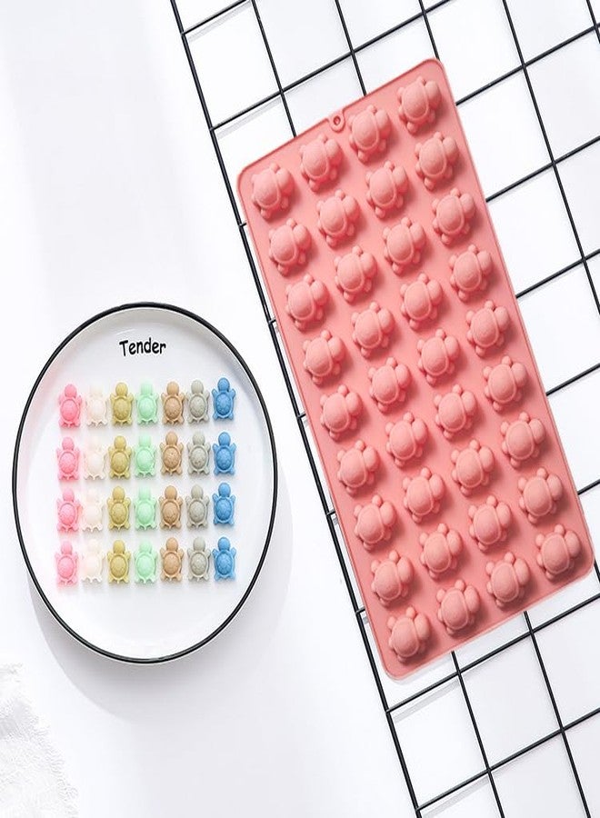 Apiocmy Gummy Candy Molds - 2 Pack 36-Cavity Sea Mini Turtle Chocolate Candy Molds Tortoise Ice Cube Sea Animal Jello Wax Resin Mold for DIY Baking Desserts Cake Decoration Pink - Image 4