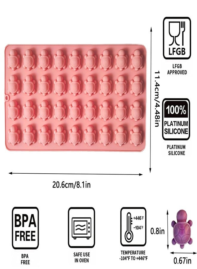 Apiocmy Gummy Candy Molds - 2 Pack 36-Cavity Sea Mini Turtle Chocolate Candy Molds Tortoise Ice Cube Sea Animal Jello Wax Resin Mold for DIY Baking Desserts Cake Decoration Pink - Image 2