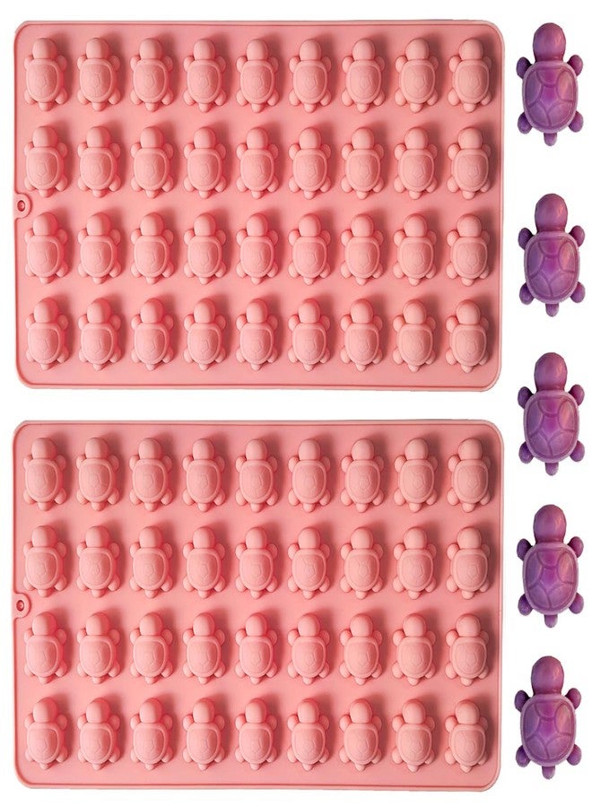 Apiocmy Gummy Candy Molds - 2 Pack 36-Cavity Sea Mini Turtle Chocolate Candy Molds Tortoise Ice Cube Sea Animal Jello Wax Resin Mold for DIY Baking Desserts Cake Decoration Pink - Image 1