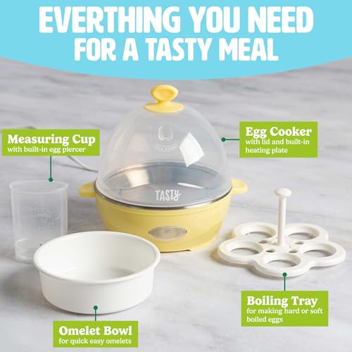 Tasty طباخ البيض السريع المصغر اللذيذ، سعة 5 بيضات لبيض مسلوق مثالي أو عجة، إيقاف تلقائي، أصفر - Image 5