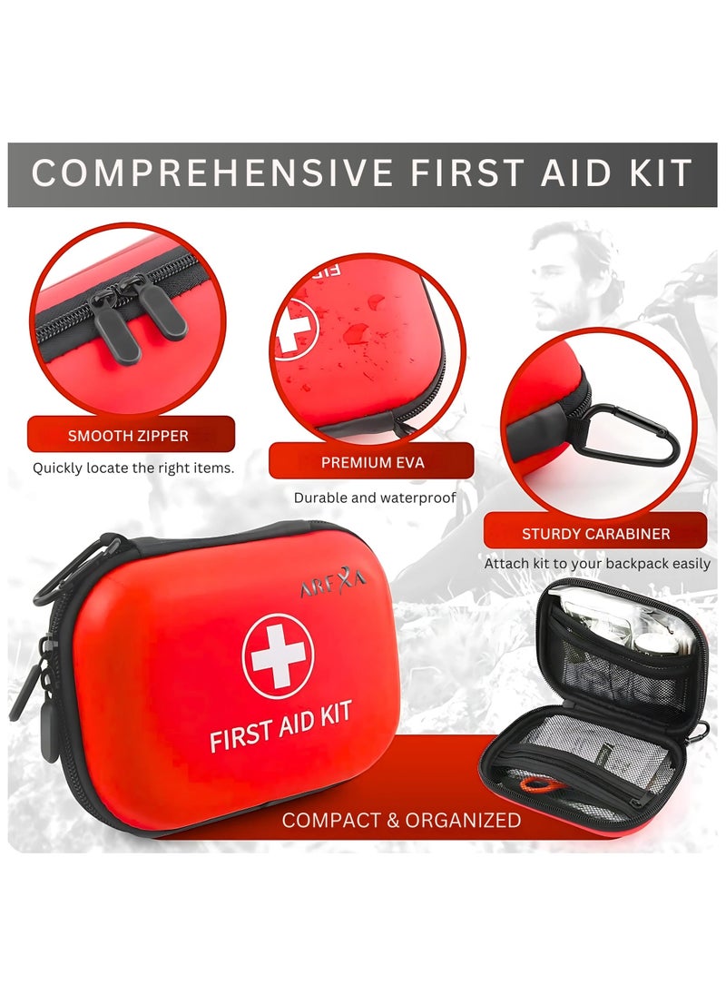 AREXA AREXA First-Aid-Kit for Car, Home, Travel, Camping, Businesses, 200pcs Compact Waterproof Hard Case, Public Emergency Medical Kits – Ideal for Survival, Vehicle, Boat, Sports, Hiking, Office  - Image 4