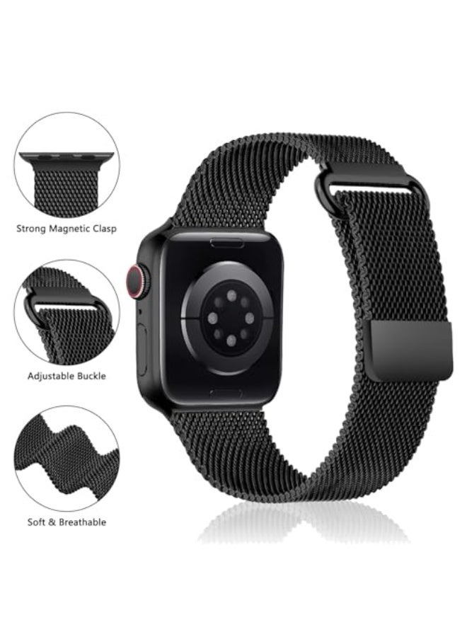 SOLOLUP Milanese Strap Compatible with Apple Watch Bands 38mm 40mm 41mm 42mm ,Stainless Steel Magnetic Clasp Replacement Band for iWatch Series 11/10/9/8/7/6/5/4/SE/SE2/SE3 - Image 2