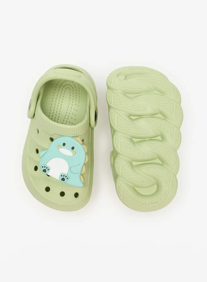 Aqua Boys Dinosaur Applique Clogs with Back Strap