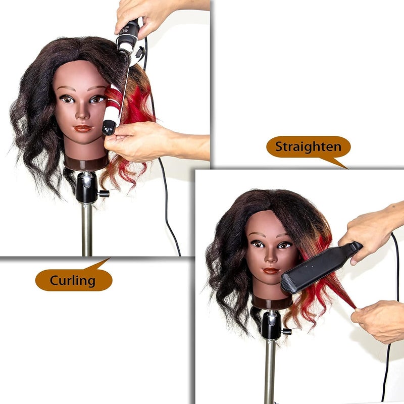 MILLYSHINE Mannequin Head With Human Hair,16",Braiding Styling Doll Head,Beauty School Manikin Head,Curling Dyeing Hairdresser Practice Training Head - Image 4